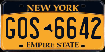 NY license plate GOS6642