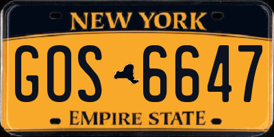 NY license plate GOS6647