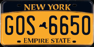 NY license plate GOS6650