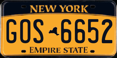 NY license plate GOS6652
