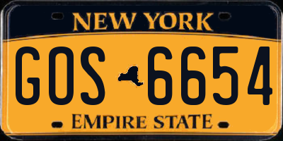 NY license plate GOS6654