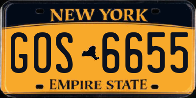 NY license plate GOS6655
