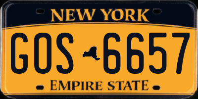 NY license plate GOS6657