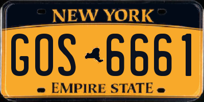 NY license plate GOS6661