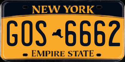 NY license plate GOS6662