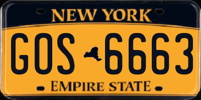 NY license plate GOS6663
