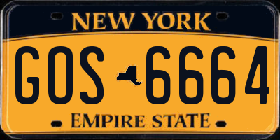 NY license plate GOS6664