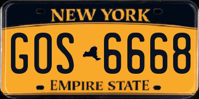 NY license plate GOS6668