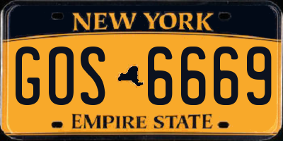NY license plate GOS6669