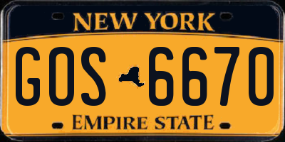 NY license plate GOS6670
