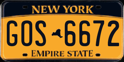 NY license plate GOS6672