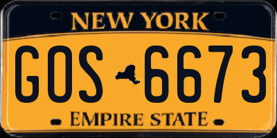NY license plate GOS6673