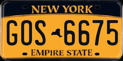 NY license plate GOS6675