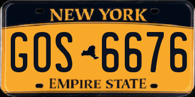 NY license plate GOS6676