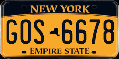 NY license plate GOS6678