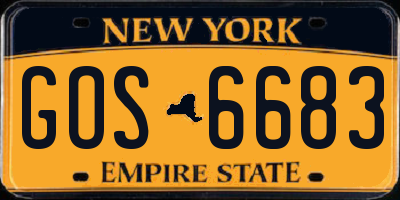 NY license plate GOS6683