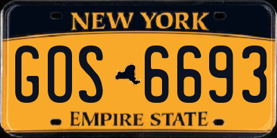 NY license plate GOS6693