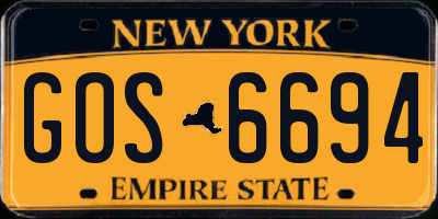 NY license plate GOS6694