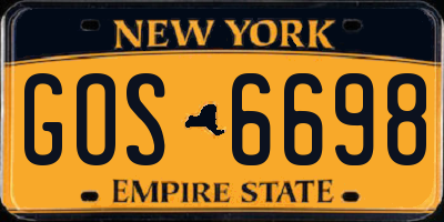 NY license plate GOS6698