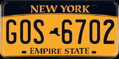 NY license plate GOS6702