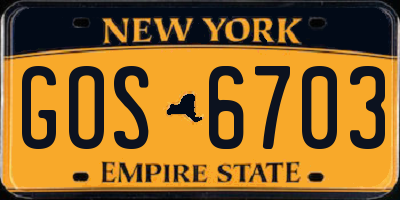 NY license plate GOS6703