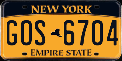 NY license plate GOS6704
