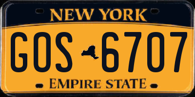 NY license plate GOS6707