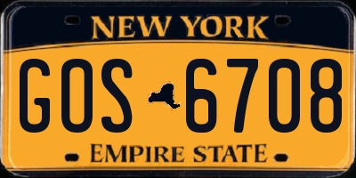 NY license plate GOS6708