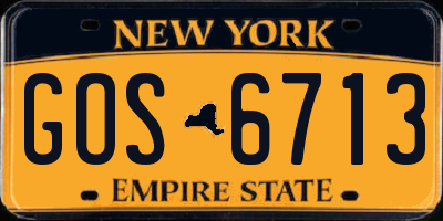 NY license plate GOS6713