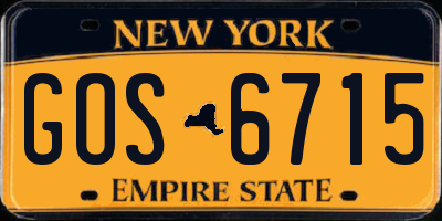 NY license plate GOS6715