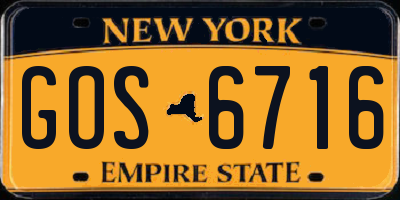 NY license plate GOS6716