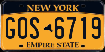 NY license plate GOS6719