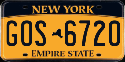 NY license plate GOS6720