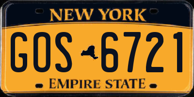 NY license plate GOS6721