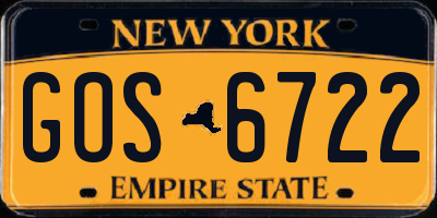 NY license plate GOS6722