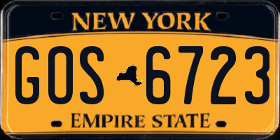 NY license plate GOS6723