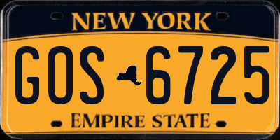 NY license plate GOS6725