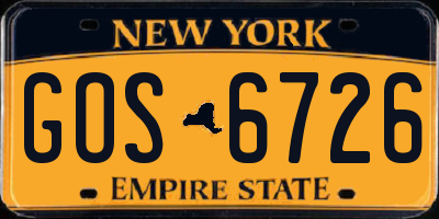 NY license plate GOS6726