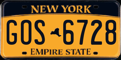 NY license plate GOS6728