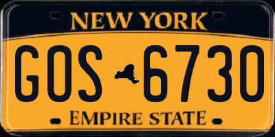 NY license plate GOS6730