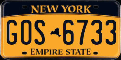 NY license plate GOS6733