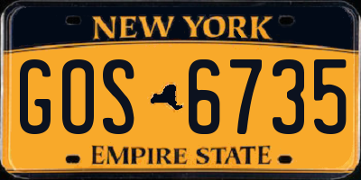 NY license plate GOS6735
