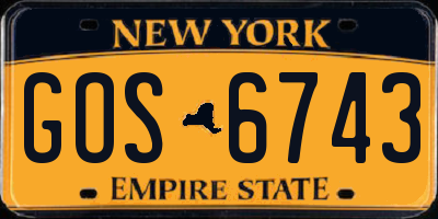NY license plate GOS6743