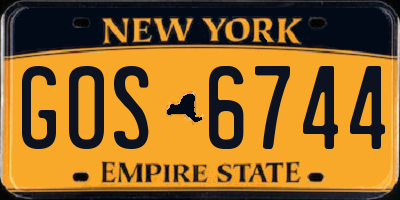 NY license plate GOS6744