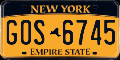 NY license plate GOS6745