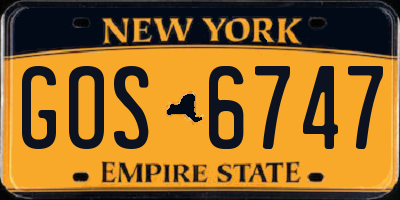 NY license plate GOS6747