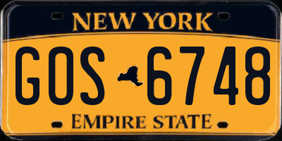 NY license plate GOS6748