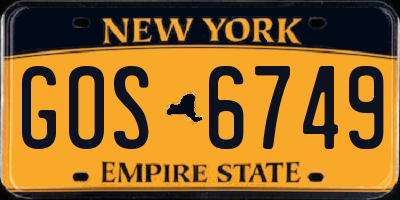 NY license plate GOS6749