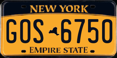 NY license plate GOS6750