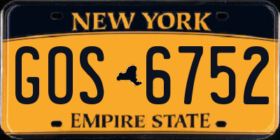NY license plate GOS6752